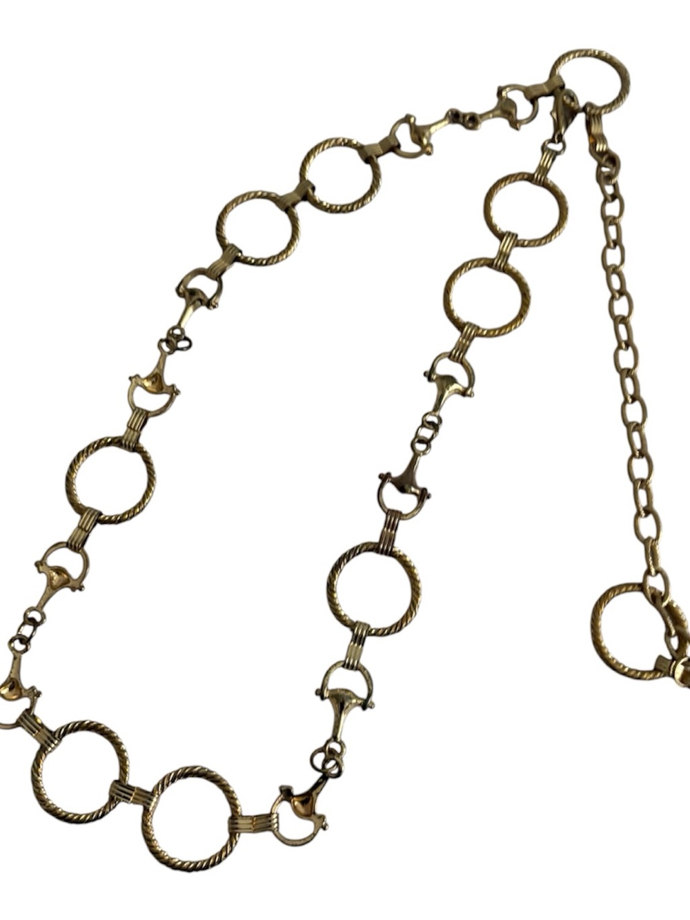 Vintage adjustable gold chain waist belt with horsebit detail ✨